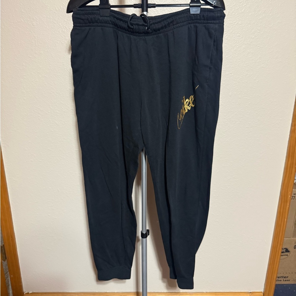 Nike Black Track Pants‎ with Gold Logo size XL